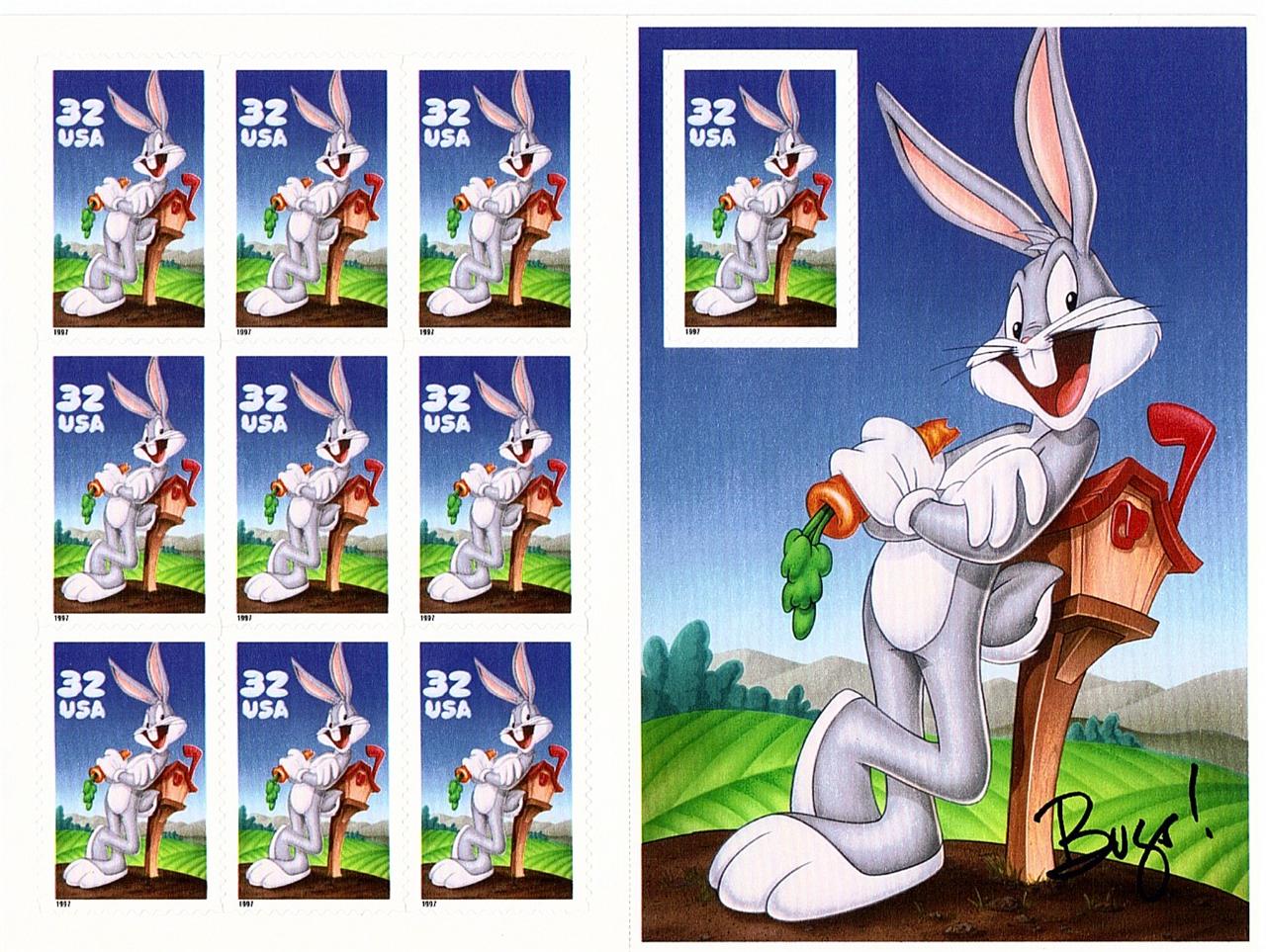 1997 US - Sc3137 32¢ Bugs Bunny Pane - Normal (10) MNH